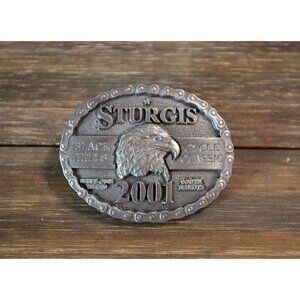 2001 Pewter Motorcycle Pin Sturgis SD Rally Black Hills Eagle Pre 911 Gear Vtg